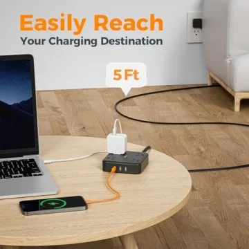TESSAN Surge Protector Flat Extension Cord with USB Ports