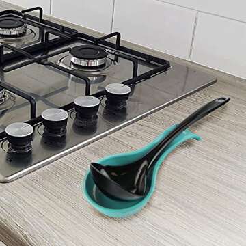 Reston Lloyd Rest Plastic Counter Stove Top Utensil Holder for Spoons, Ladle, Tong, 8.5 x 4 inch, Turquoise
