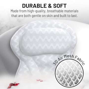 Sierra Concepts Bath Pillow Spa Bathtub Ergonomic for Tub, Neck, Head, Shoulder Pillows Support Cushion Headrest - Luxury Soft 3D Mesh + Strong Grip Suction Cups Soaking Large, Paradise