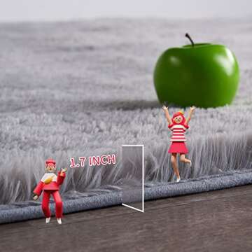 GKLUCKIN 5x7 Area Rug for Living Room, Light Grey Rugs for Bedroom, Fluffy Shag Fuzzy Soft Rug for K...