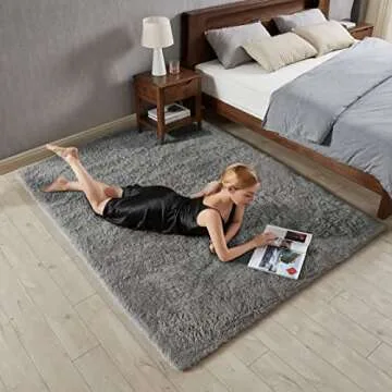 GKLUCKIN 5x7 Area Rug for Living Room, Light Grey Rugs for Bedroom, Fluffy Shag Fuzzy Soft Rug for Kids Boys Girls Room, Nursery Rug, Room Rug, Dorm Rug, Plush Shaggy Furry Rug, Carpet