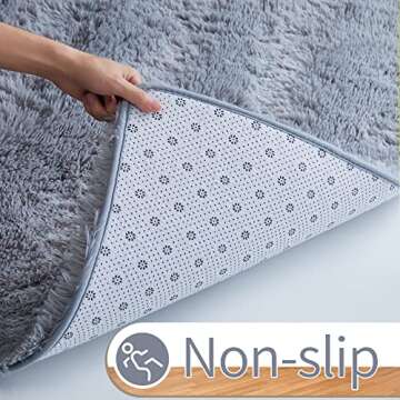 GKLUCKIN 5x7 Area Rug for Living Room, Light Grey Rugs for Bedroom, Fluffy Shag Fuzzy Soft Rug for Kids Boys Girls Room, Nursery Rug, Room Rug, Dorm Rug, Plush Shaggy Furry Rug, Carpet