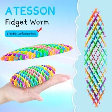 ATESSON Fidget Spinners Toys Funny Pocket Sensory Toys Anxiety Relief Items Fidget Toys Adults Worm Toy for Kids Adults,Students ADHD,ADD Autism (Multicolour 1 Pc)