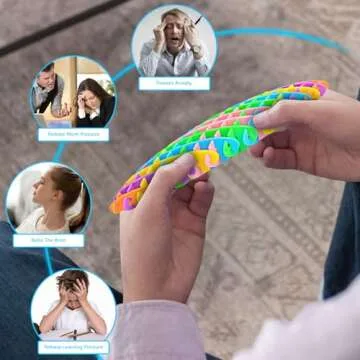 ATESSON Fidget Spinners Toys Funny Pocket Sensory Toys Anxiety Relief Items Fidget Toys Adults Worm Toy for Kids Adults,Students ADHD,ADD Autism (Multicolour 1 Pc)