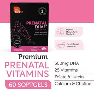 Zahler Prenatal Vitamin with DHA & Folate - DHA Supplements & Prenatal Multivitamin for Mother and C...