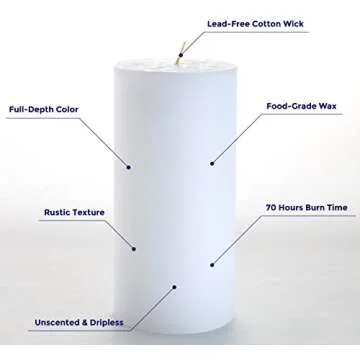 Melt Candle Pillar Candles, 3 Pack - Unscented Candles for Home, Church, Weddings, & More - 3" x 6",...