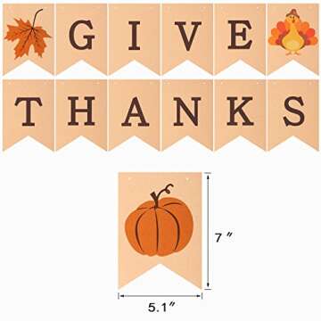 Konsait Give Thanks Hanging Banner Thanksgiving Party Pennant Bunting Garland Give Thanks Bunting Maple Leaf Banner Paper for Happy Thanksgiving Day Celebration Home Decoration Party Favors