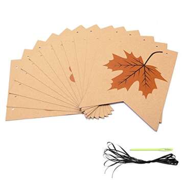 Konsait Give Thanks Hanging Banner Thanksgiving Party Pennant Bunting Garland Give Thanks Bunting Maple Leaf Banner Paper for Happy Thanksgiving Day Celebration Home Decoration Party Favors