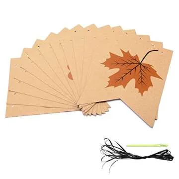 Konsait Give Thanks Hanging Banner Thanksgiving Party Pennant Bunting Garland Give Thanks Bunting Maple Leaf Banner Paper for Happy Thanksgiving Day Celebration Home Decoration Party Favors