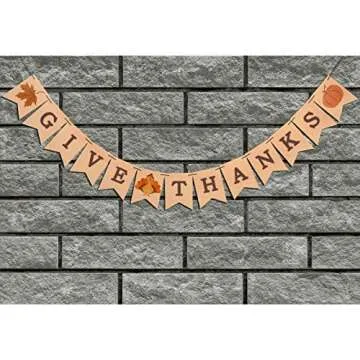 Konsait Give Thanks Hanging Banner Thanksgiving Party Pennant Bunting Garland Give Thanks Bunting Maple Leaf Banner Paper for Happy Thanksgiving Day Celebration Home Decoration Party Favors