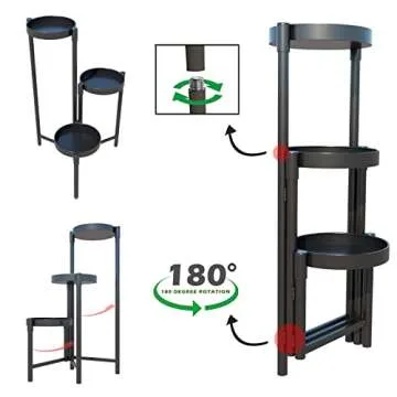 Metal Plant Stand Shelf for Indoor Outdoor Plants Multiple, 3 Tier Tall Tiered Flower Pot Holder Stands for Corner, Vertical Plant Rack Planter Shelves Organizer Decoration for Patio, Living Room, Balcony, Black