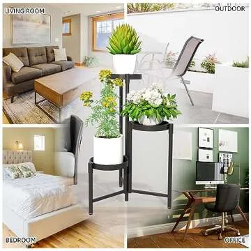 Metal Plant Stand Shelf for Indoor Outdoor Plants Multiple, 3 Tier Tall Tiered Flower Pot Holder Stands for Corner, Vertical Plant Rack Planter Shelves Organizer Decoration for Patio, Living Room, Balcony, Black