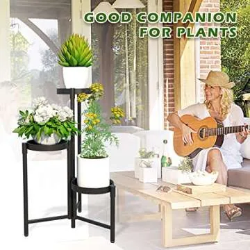 Metal Plant Stand Shelf for Indoor Outdoor Plants Multiple, 3 Tier Tall Tiered Flower Pot Holder Stands for Corner, Vertical Plant Rack Planter Shelves Organizer Decoration for Patio, Living Room, Balcony, Black