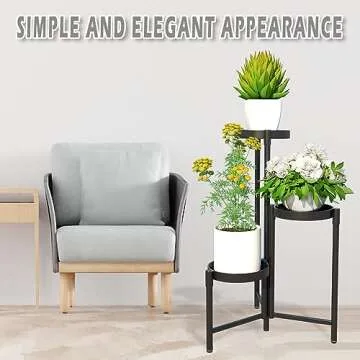 Metal Plant Stand Shelf for Indoor Outdoor Plants Multiple, 3 Tier Tall Tiered Flower Pot Holder Stands for Corner, Vertical Plant Rack Planter Shelves Organizer Decoration for Patio, Living Room, Balcony, Black