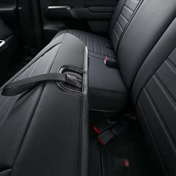 LUCKYMAN CLUB S08-QE Tacoma Seat Covers, Fit for 2005-2023 Tacoma Crew Cab/Double Cab SR SR5 TRD Sport TRD Off-Road PreRunner with Water Proof Faux Leather(Full Set, Black)