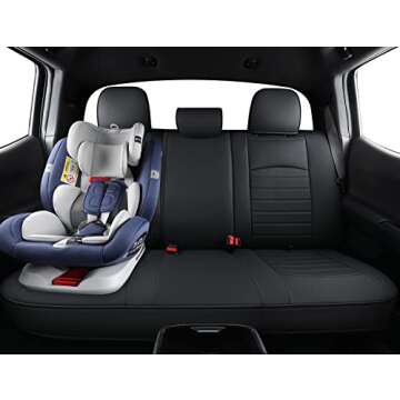 LUCKYMAN CLUB S08-QE Tacoma Seat Covers, Fit for 2005-2023 Tacoma Crew Cab/Double Cab SR SR5 TRD Sport TRD Off-Road PreRunner with Water Proof Faux Leather(Full Set, Black)