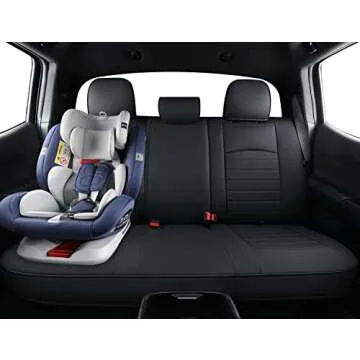 LUCKYMAN CLUB S08-QE Tacoma Seat Covers, Fit for 2005-2023 Tacoma Crew Cab/Double Cab SR SR5 TRD Sport TRD Off-Road PreRunner with Water Proof Faux Leather(Full Set, Black)