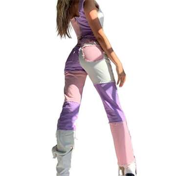 N / C Women Color Block Jeans – Chic Streetwear Style