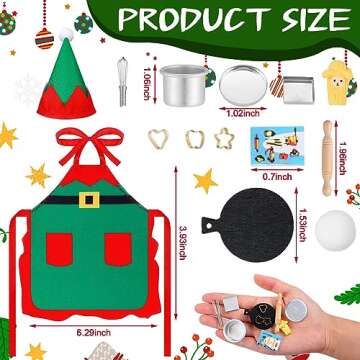 Hungdao Christmas Elf Accessories Mini Doll Baker Outfit Set - Apron, Hats, Rolling Pin, Egg & Cooki...