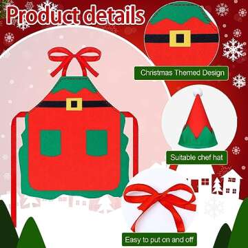 Hungdao Christmas Elf Accessories Mini Doll Baker Outfit Set - Apron, Hats, Rolling Pin, Egg & Cookie Tray Set, Mixing Bowl for Xmas Decorations