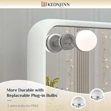 Keonjinn Large Vanity Mirror with Lights, 15 Replaceable Bulbs Hollywood Makeup Mirror with 2 Replacement Bulbs, 3-Color Lights, Aluminum Metal Frame, USB Charging Port, 23" x 18" White Lighted Mirror