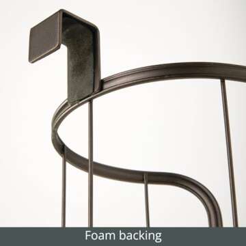 mDesign Modern Over The Tank Hanging Toilet Tissue Paper Roll Holder and Reserve for Bathroom Storage - Stores 3 Extra Rolls, Holds Jumbo-Sized Rolls - Durable Metal Wire - Bronze