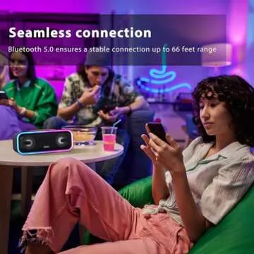 DOSS SoundBox Pro+ Bluetooth Speaker with 24W Impressive Sound, Extra Bass, IPX6 Waterproof, 15H Playtime, Wireless Stereo Pairing, Multi-Colors Light, Portable for Outdoor, Home, Party, Beach