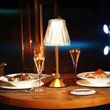 HPUFKOT Portable Crystal Metal Desk Lamp,3-Color Touch Control, Rechargeable Battery - Ideal Bedside Lamp for Bedroom Nightstand (Gold)