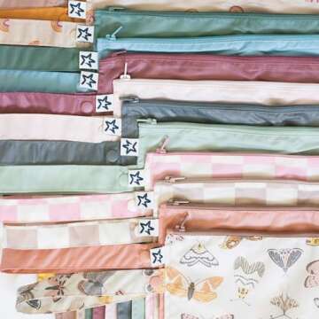 Tiny Twinkle Mess-proof Wet Bags 2 Pack Waterproof and Washable Bag for Travel storage, Stroller, Daycare, Baby Diapers, Yoga, Beach, Pool, Wet Toddler Swimsuits (Flutter)