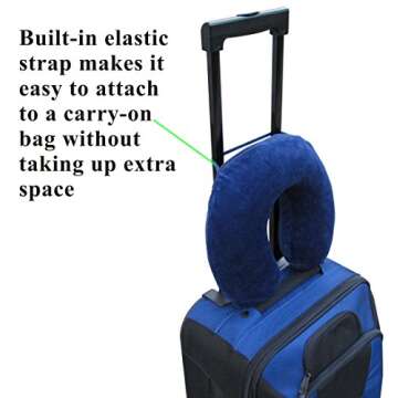 TravelMate Memory Foam Neck Pillow - Adjustable Thickness for Best Comfort, Dark Blue