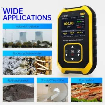 Geiger Counter Nuclear Radiation Detector - FNIRSI Radiation Dosimeter with LCD Display, Portable Handheld Beta Gamma X-ray Rechargeable Radiation Monitor Meter, 5 Dosage Units Switched