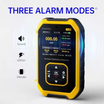 Geiger Counter Nuclear Radiation Detector - FNIRSI Radiation Dosimeter with LCD Display, Portable Handheld Beta Gamma X-ray Rechargeable Radiation Monitor Meter, 5 Dosage Units Switched