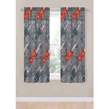 Jay Franco Disney Pixar Cars Lighnting Speed 63" Inch Drapes - Beautiful Room Decor & Easy Set Up, B...