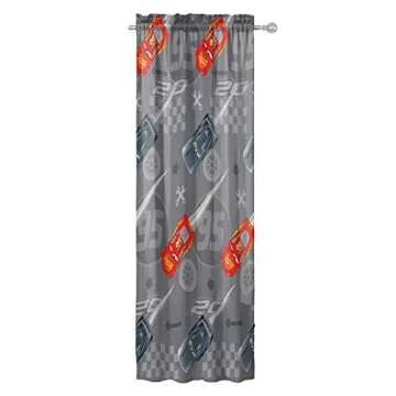 Jay Franco Disney Pixar Cars Lighnting Speed 63" Inch Drapes - Beautiful Room Decor & Easy Set Up, Bedding Features Lightning McQueen - Curtains Include 2 Tiebacks, 4 Piece Set (Official Product)