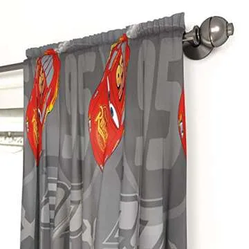 Jay Franco Disney Pixar Cars Lighnting Speed 63" Inch Drapes - Beautiful Room Decor & Easy Set Up, Bedding Features Lightning McQueen - Curtains Include 2 Tiebacks, 4 Piece Set (Official Product)