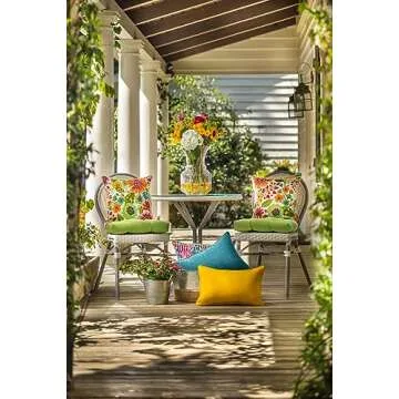 Pillow Perfect Bright Floral Indoor/Outdoor Accent Throw Pillow Plush Fill, Weather, and Fade Resistant, Large - 18.5" x 18.5", Blue/Purple Gregoire 2 Count