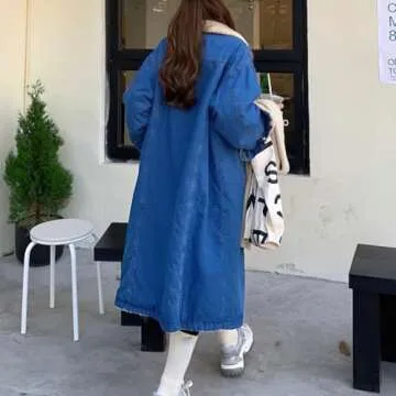 Chouyatou Women's Warm Winter Sherpa Denim Coat