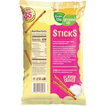 Real Food From The Ground Up Vegan Cauliflower Pretzels, Gluten Free, Non-GMO, 6 Pack (Sticks)