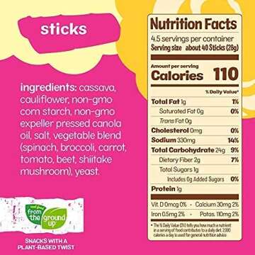 Real Food From The Ground Up Vegan Cauliflower Pretzels, Gluten Free, Non-GMO, 6 Pack (Sticks)