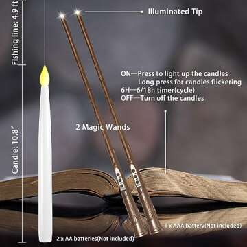 LUSHARBOR Floating Candles with Wand for Magical Decor