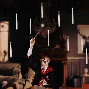 LUSHARBOR Floating Candles with Wand for Magical Decor