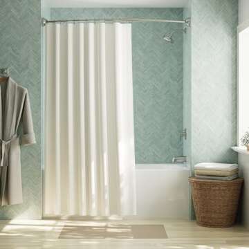 Zenna Home Fabric Shower Curtain Liner, Soft Microfiber Fabric Liner for Showers and Bathtubs with W...