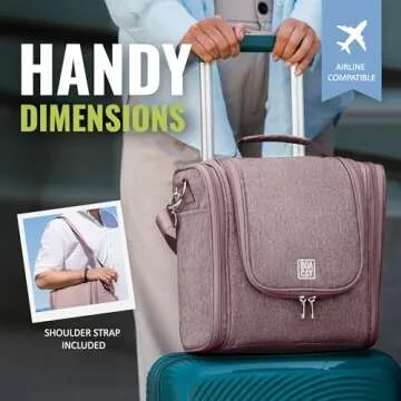 BOACAY Extra Large Hanging Travel Toiletry Bag for Women and Men, Makeup Bag, Bathroom & Shower Organizer Kit for Accessories, Cosmetics, Essentials