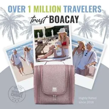 BOACAY Extra Large Hanging Travel Toiletry Bag for Women and Men, Makeup Bag, Bathroom & Shower Organizer Kit for Accessories, Cosmetics, Essentials