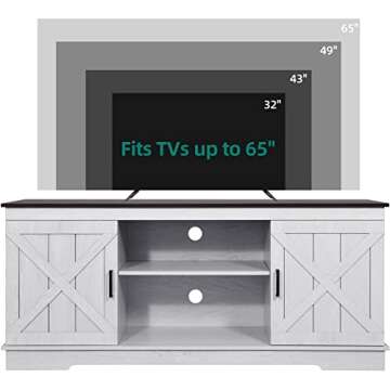 YITAHOME TV Stand for 65 Inch TV, Farmhouse Entertainment Center with Double Barn Doors and Storage Cabinets, Rustic TV Cabinet Media Console Table for Living Room, 59 Inch, Grey White/Espresso