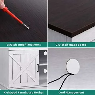 YITAHOME TV Stand for 65 Inch TV, Farmhouse Entertainment Center with Double Barn Doors and Storage Cabinets, Rustic TV Cabinet Media Console Table for Living Room, 59 Inch, Grey White/Espresso