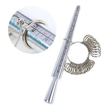 NIUPIKA Ring Sizer Measuring Tool Ring Mandrel Measurement Tool Measure Ring Size Finger Sizing Set Metal Gauge US Size 1-13 Jewelry Sizers Kit of 27 Pieces