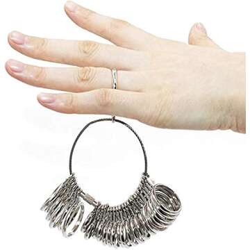 NIUPIKA Ring Sizer Measuring Tool Ring Mandrel Measurement Tool Measure Ring Size Finger Sizing Set Metal Gauge US Size 1-13 Jewelry Sizers Kit of 27 Pieces