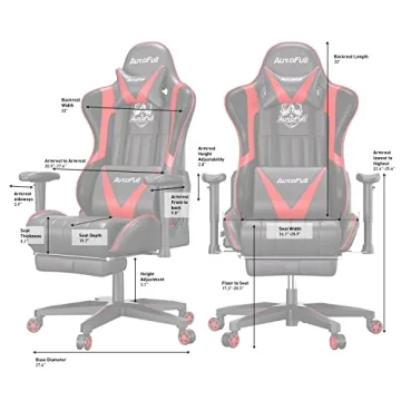 Ergonomic AutoFull C3 Gaming Chair with Footrest in Red