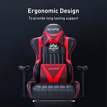 Ergonomic AutoFull C3 Gaming Chair with Footrest in Red
